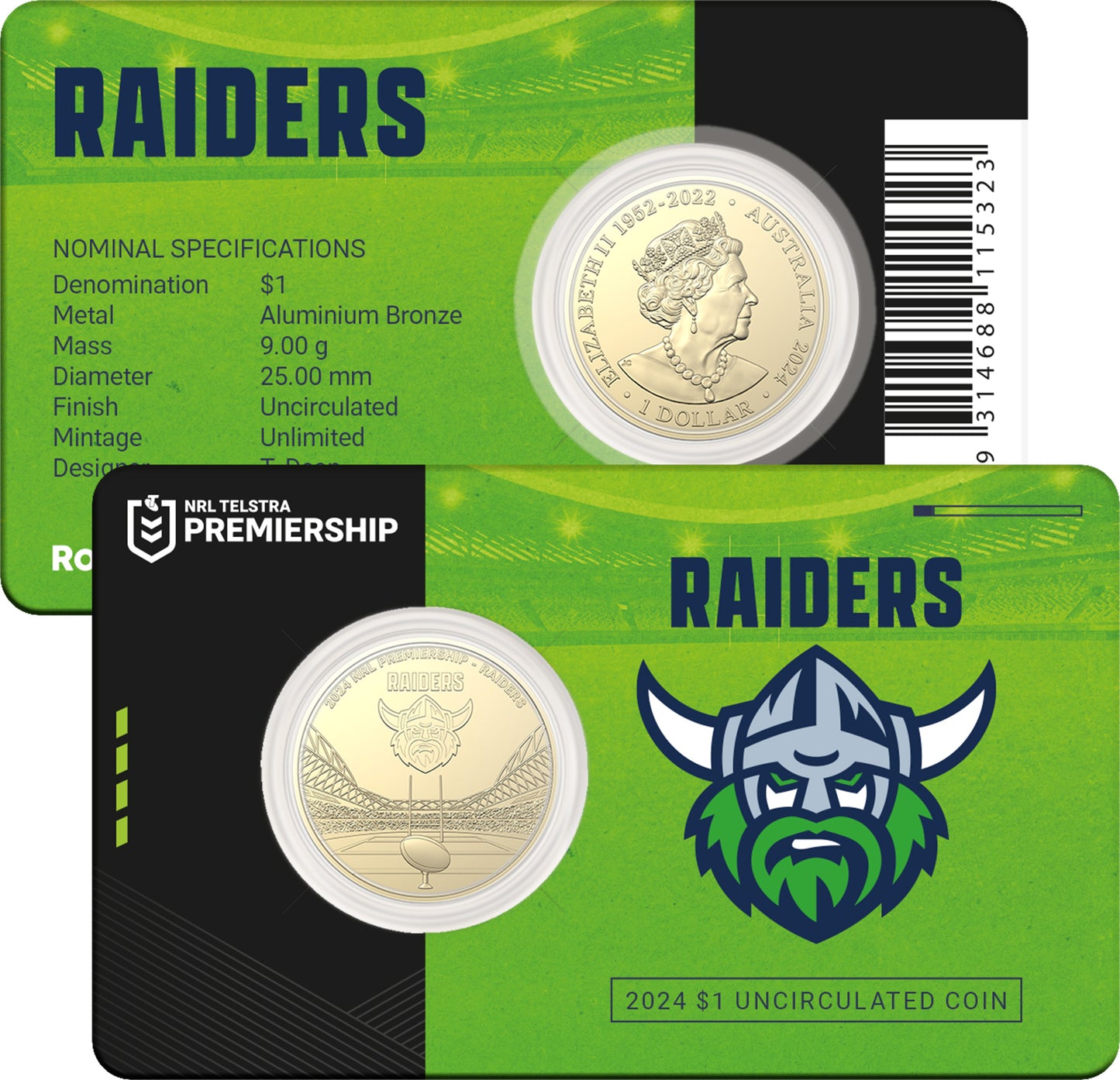Canberra Raiders Coin In Card
