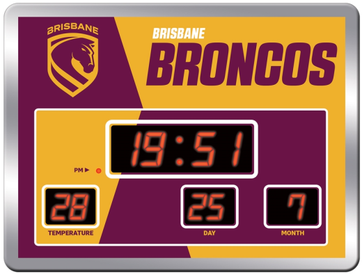 Brisbane Broncos LED Scoreboard Clock