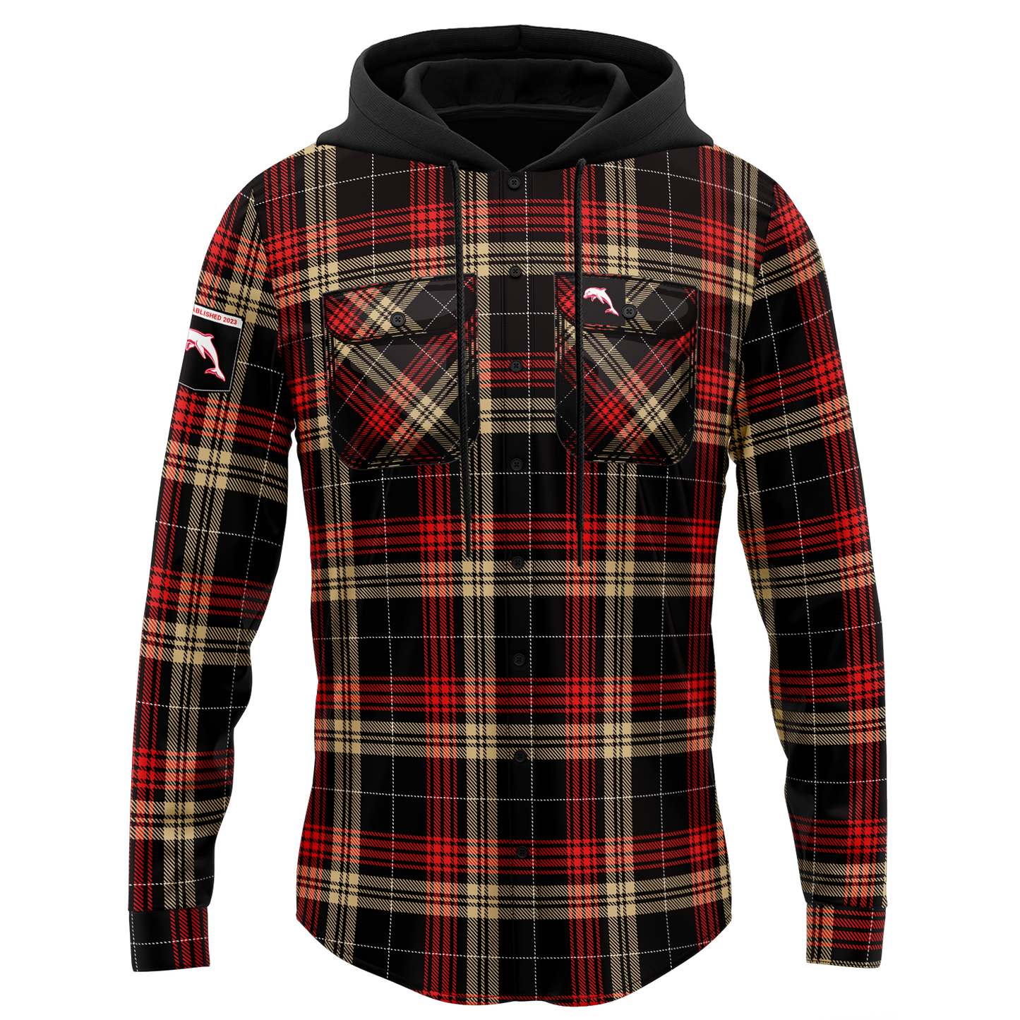 Dolphins Hooded Flannel Shirt
