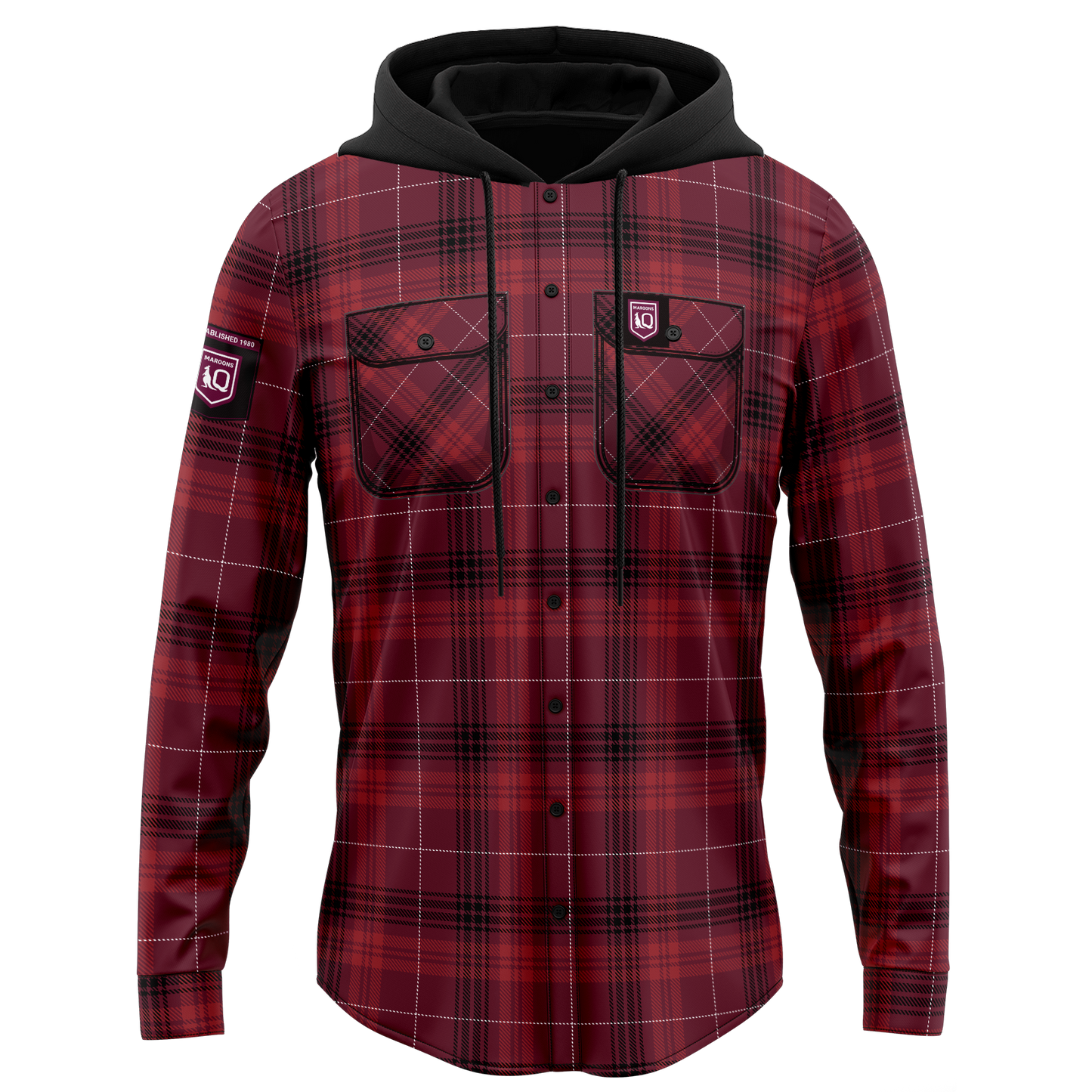 QLD Maroons Hooded Flannel Shirt