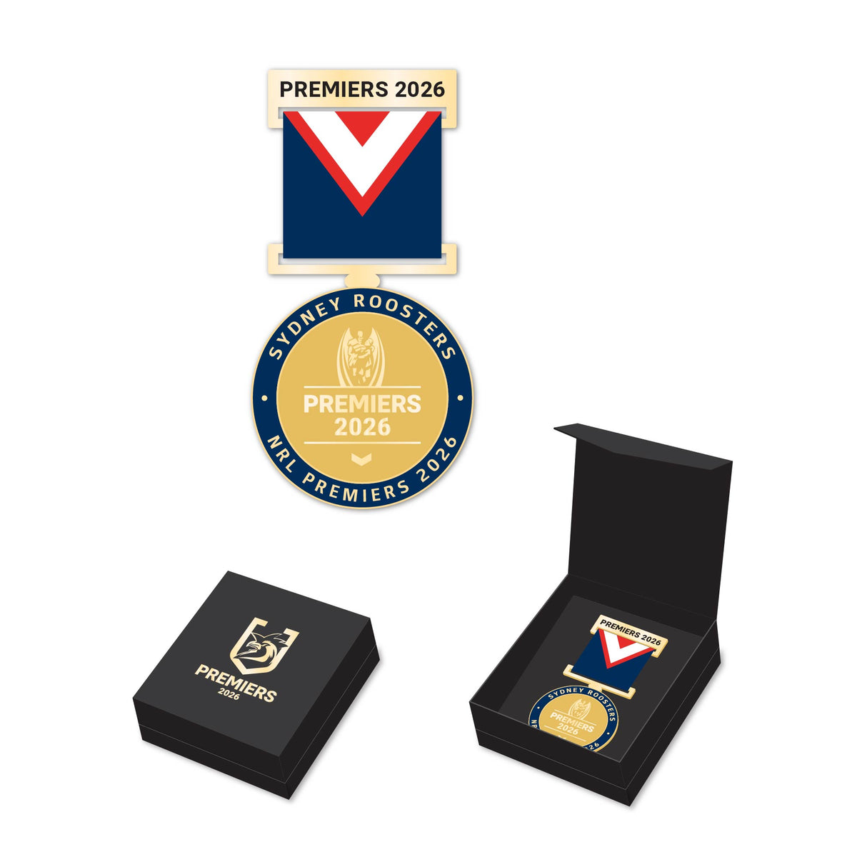 Sydney Roosters Premiers 2026 Medal With Ribbon (Boxed) - Pre-Order