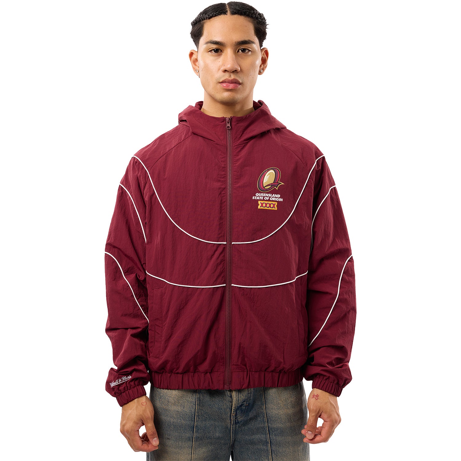 【海外Ｍサイズ】NRL ＱＬＤマルーンズ キャプテンズラン ジャージ QLD Maroons Nylon Tracksuit Hoodie – NRL Shop