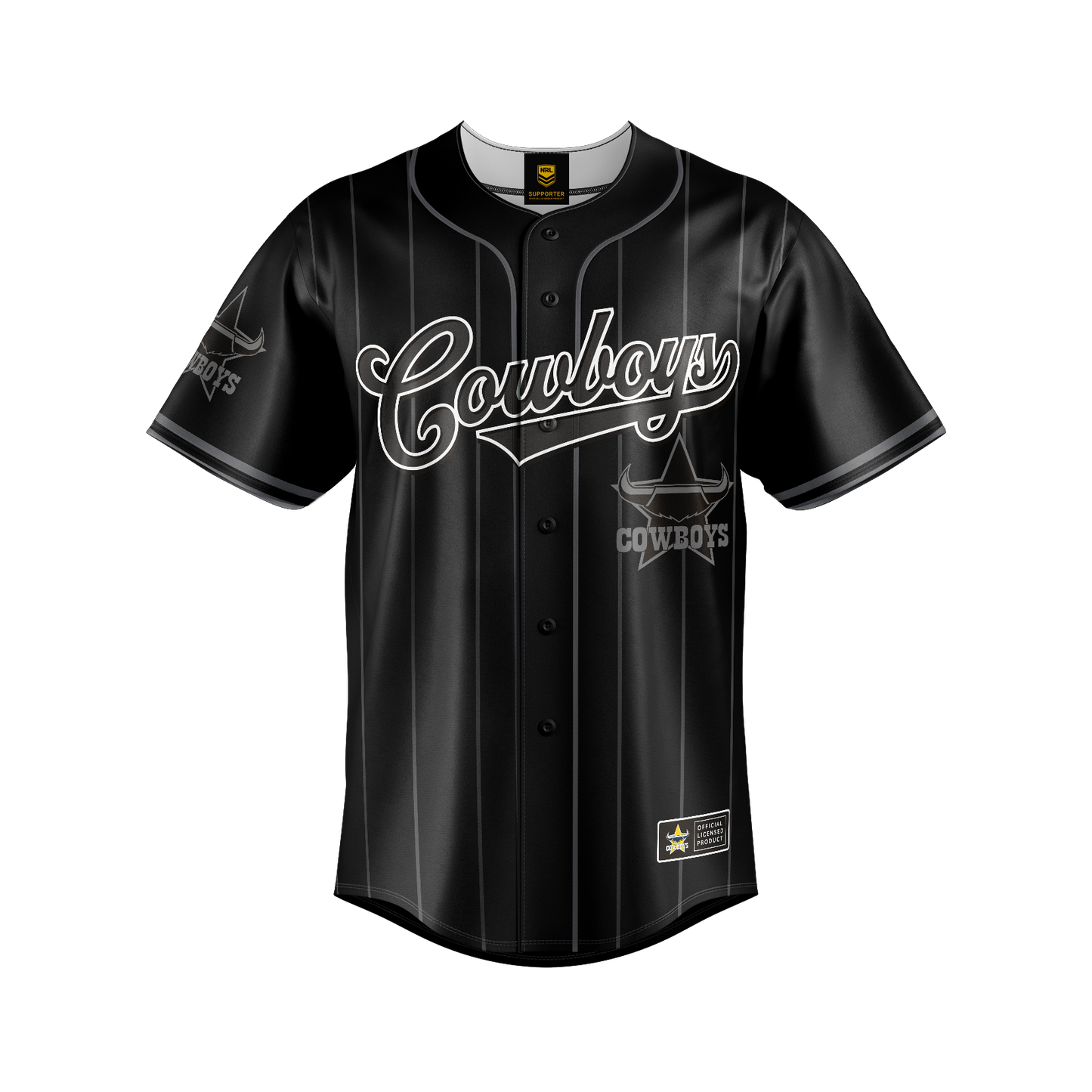 North Queensland Cowboys Adult Blackout Baseball Shirt