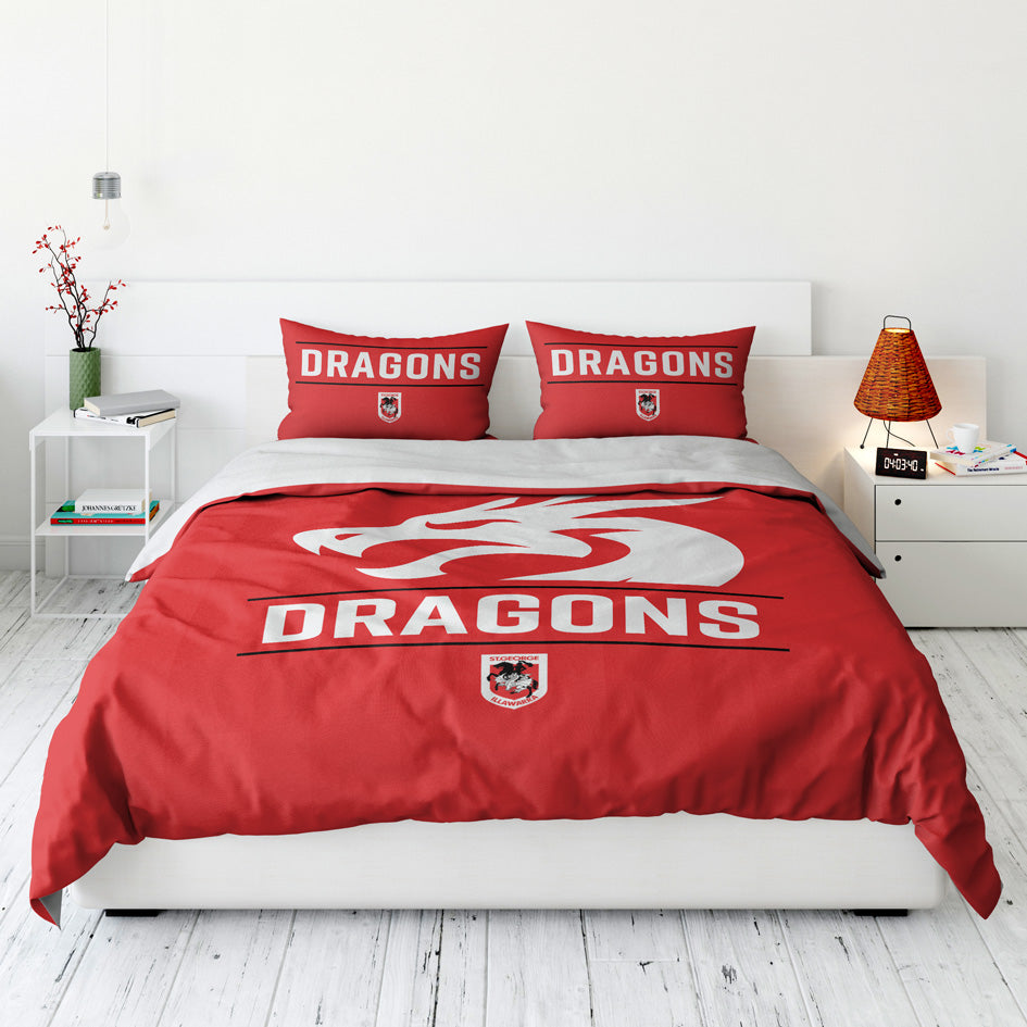 St George Illawarra Dragons Quilt Cover Set Queen