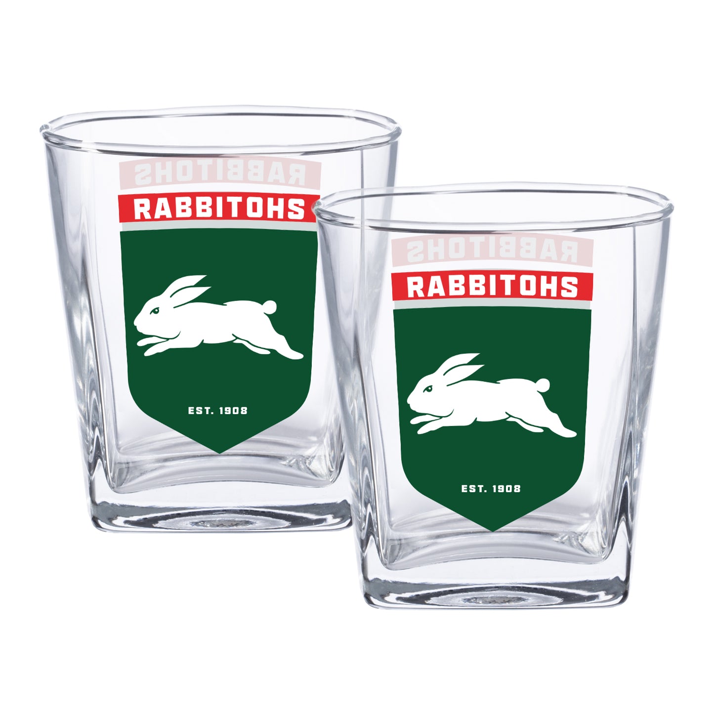South Sydney Rabbitohs 2 Pack Spirit Glasses