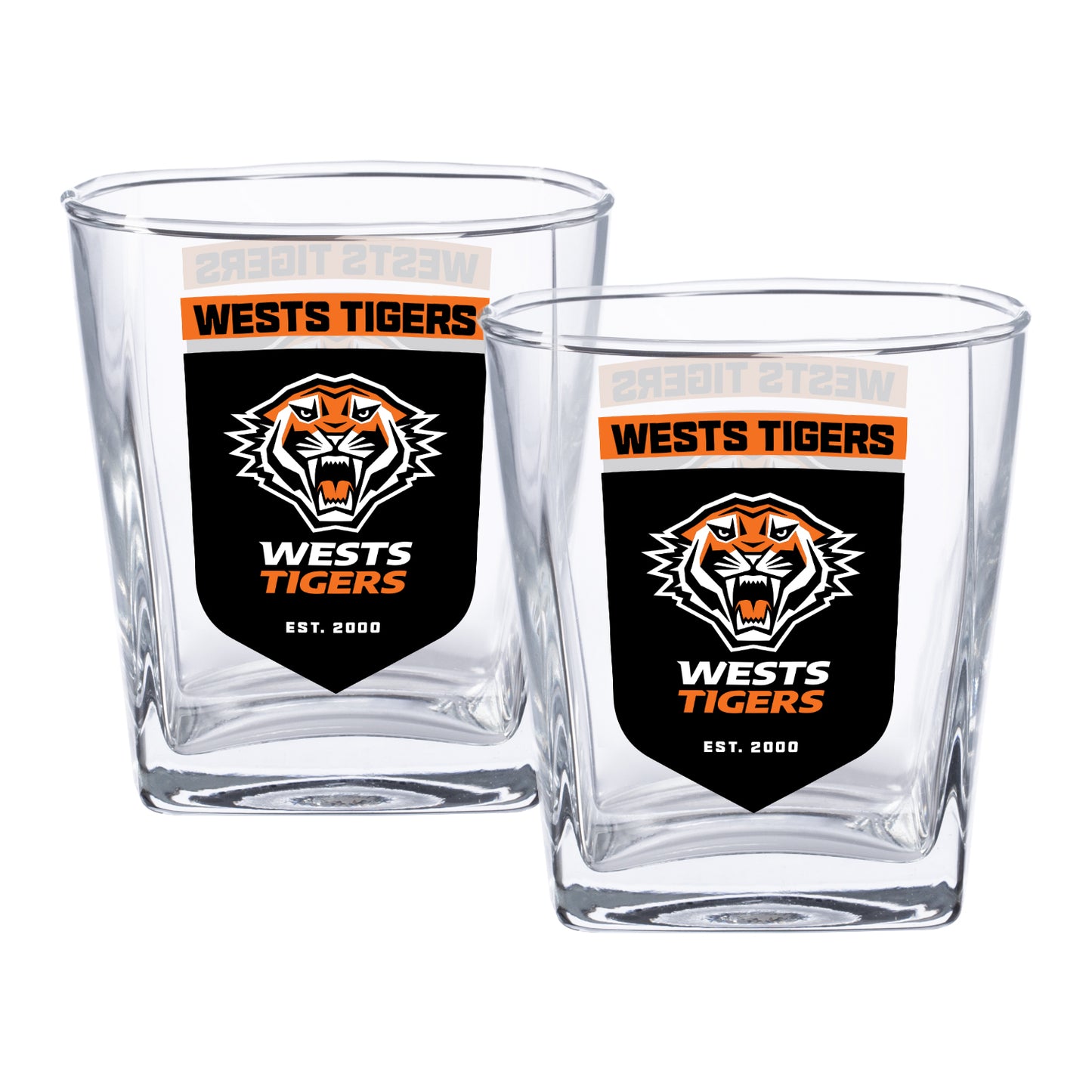Wests Tigers 2 Pack Spirit Glasses