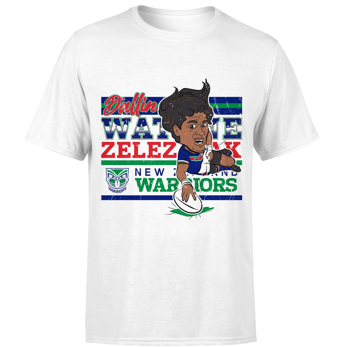 New Zealand Warriors Dallin Watene Zelezniak Adults Caricature Tee