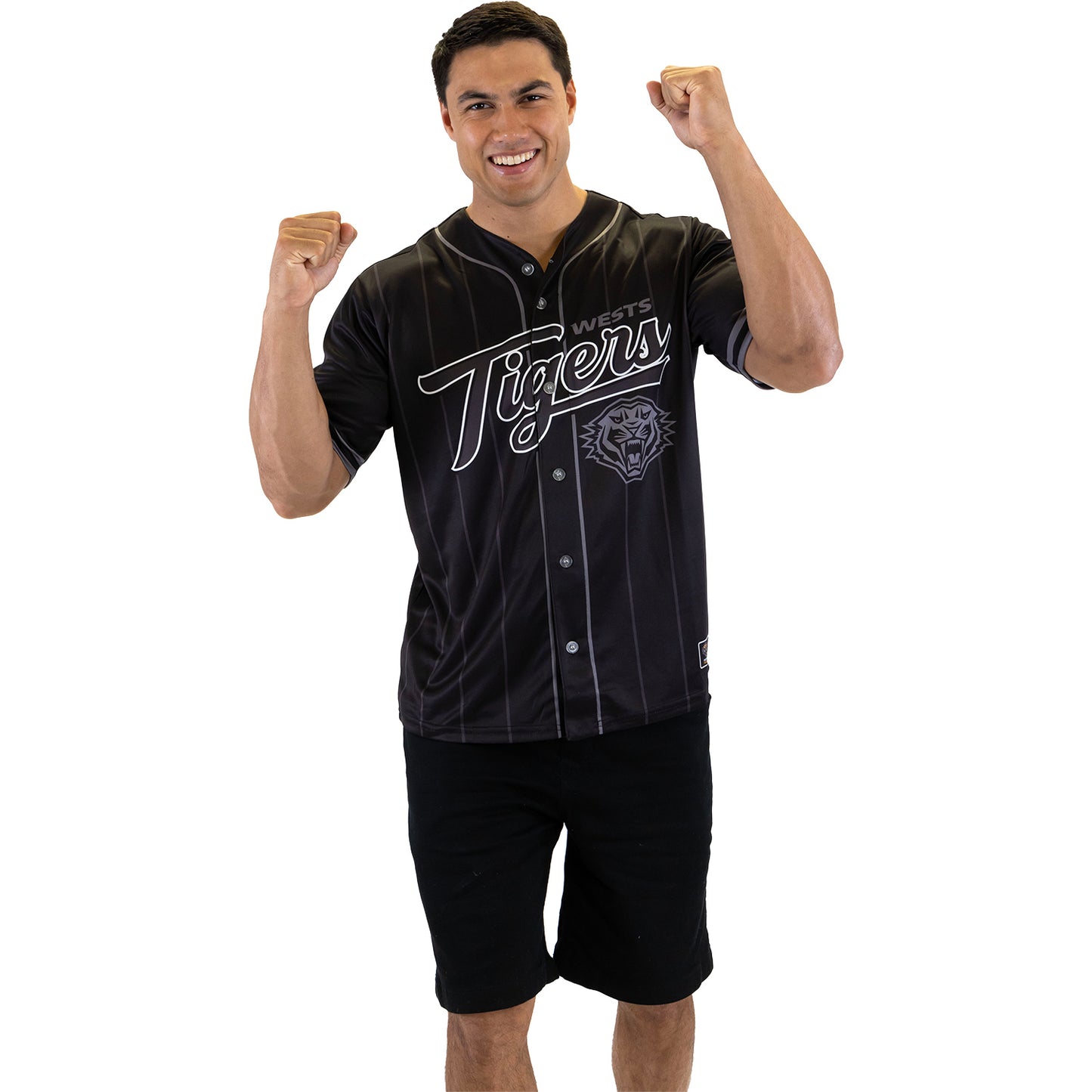 Wests Tigers Adult Blackout Baseball Shirt
