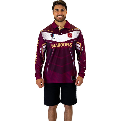 QLD Maroons Mens Cyber Fishing Shirt - View 1