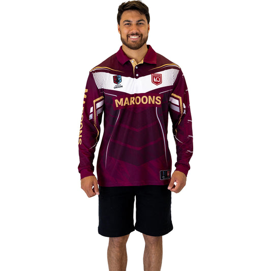 QLD Maroons Mens Cyber Fishing Shirt - View 1
