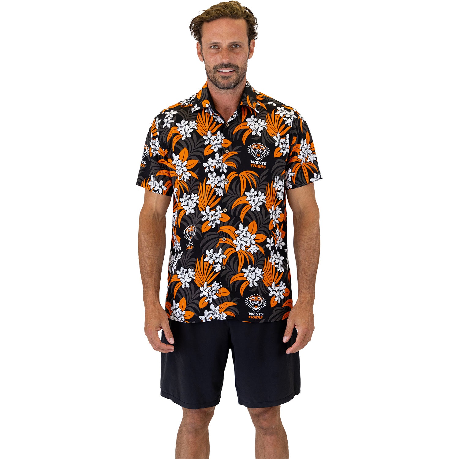 Wests Tigers Reef Hawaiian Shirt Mens - View 1
