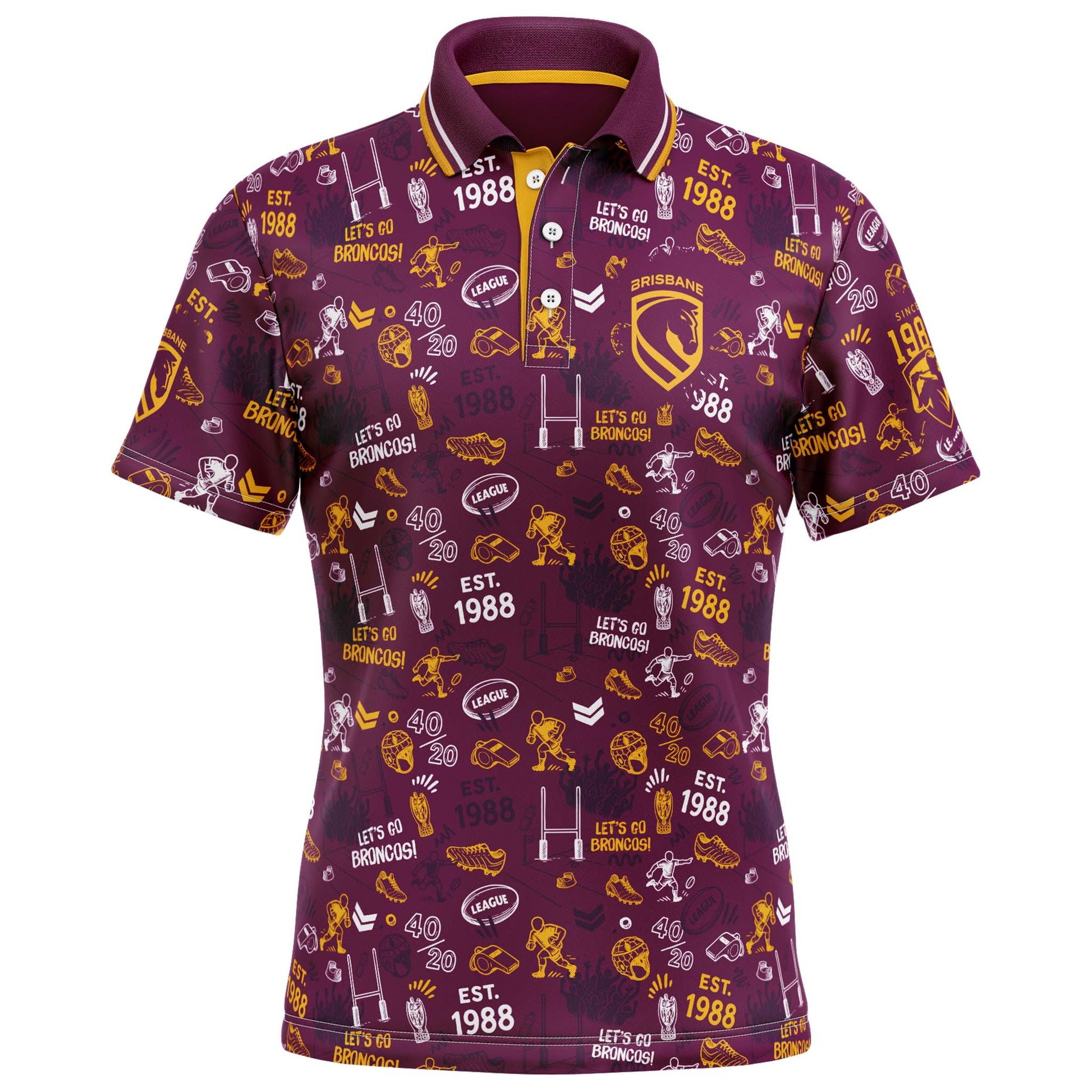 Brisbane Broncos Scrambler Golf Polo - View 1