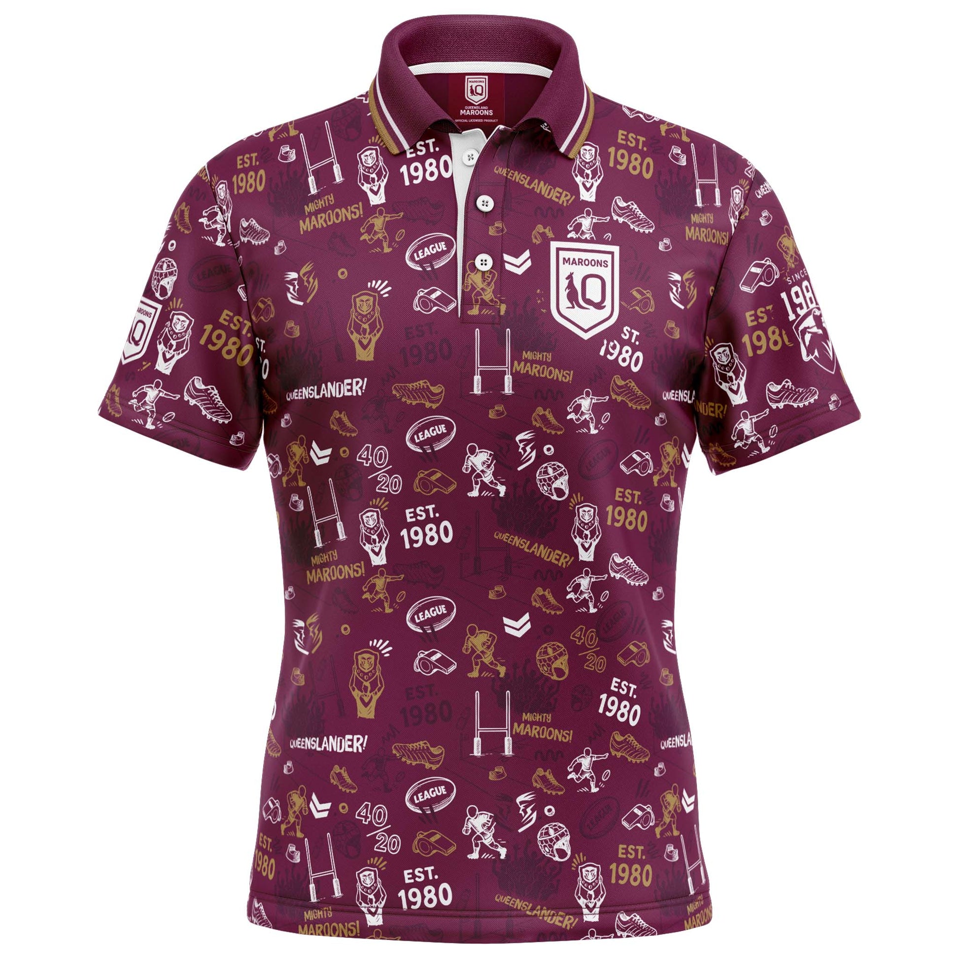 QLD Maroons Mens Scrambler Golf Polo - View 1
