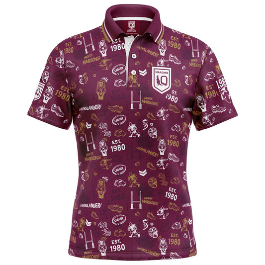 QLD Maroons Mens Scrambler Golf Polo - View 1
