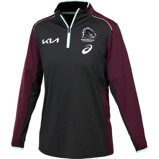 Brisbane Broncos 2025 Mens 1/4 Zip Warm Up Top - View 1