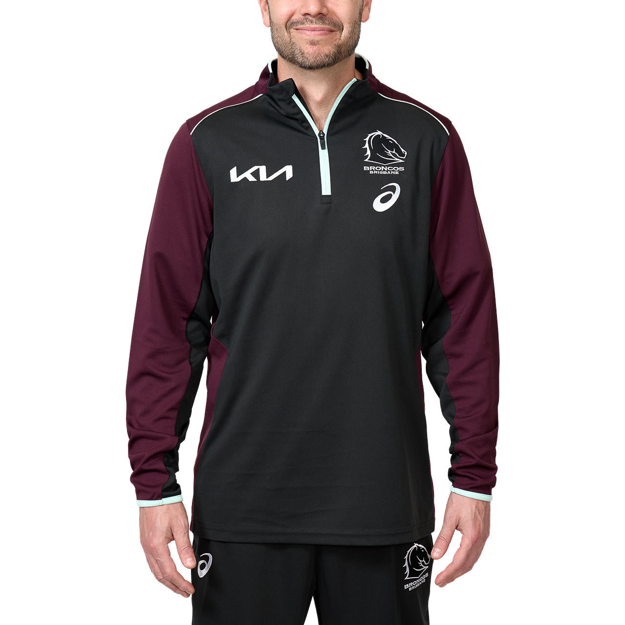 Brisbane Broncos 2025 Mens 1/4 Zip Warm Up Top