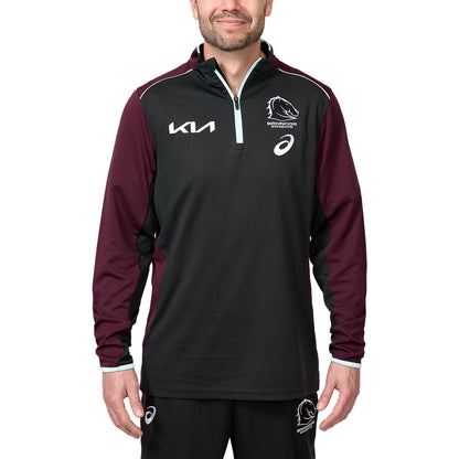 Brisbane Broncos 2025 Mens 1/4 Zip Warm Up Top - View 3