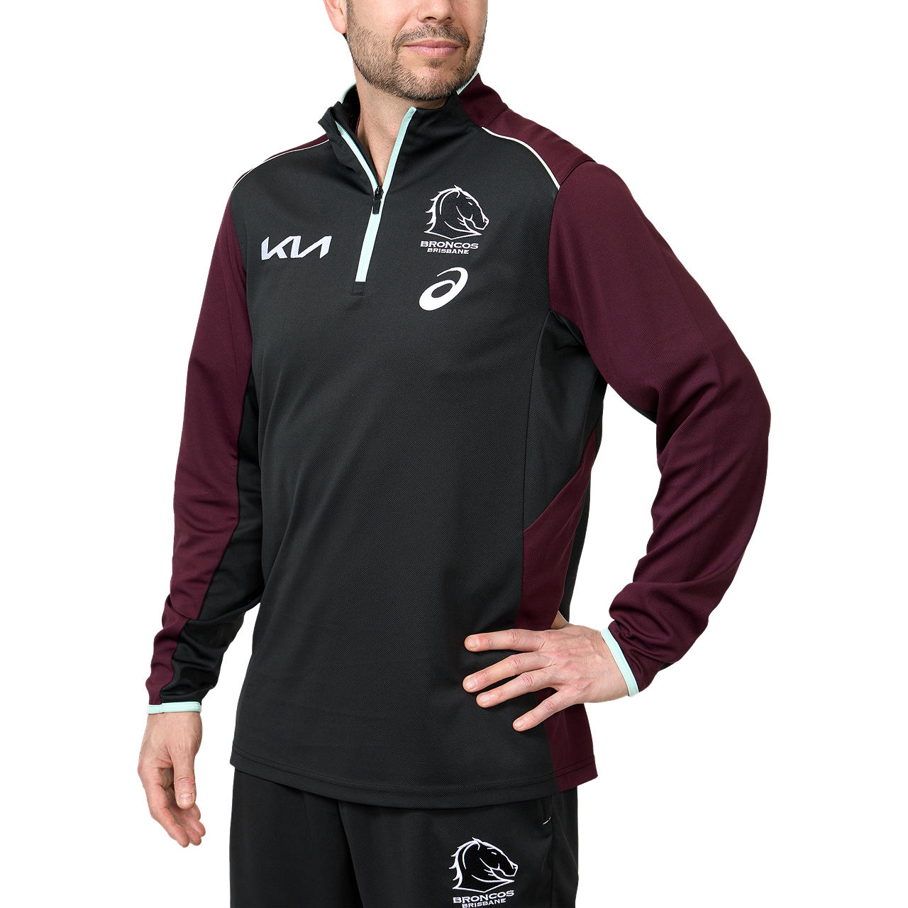 Brisbane Broncos 2025 Mens 1/4 Zip Warm Up Top