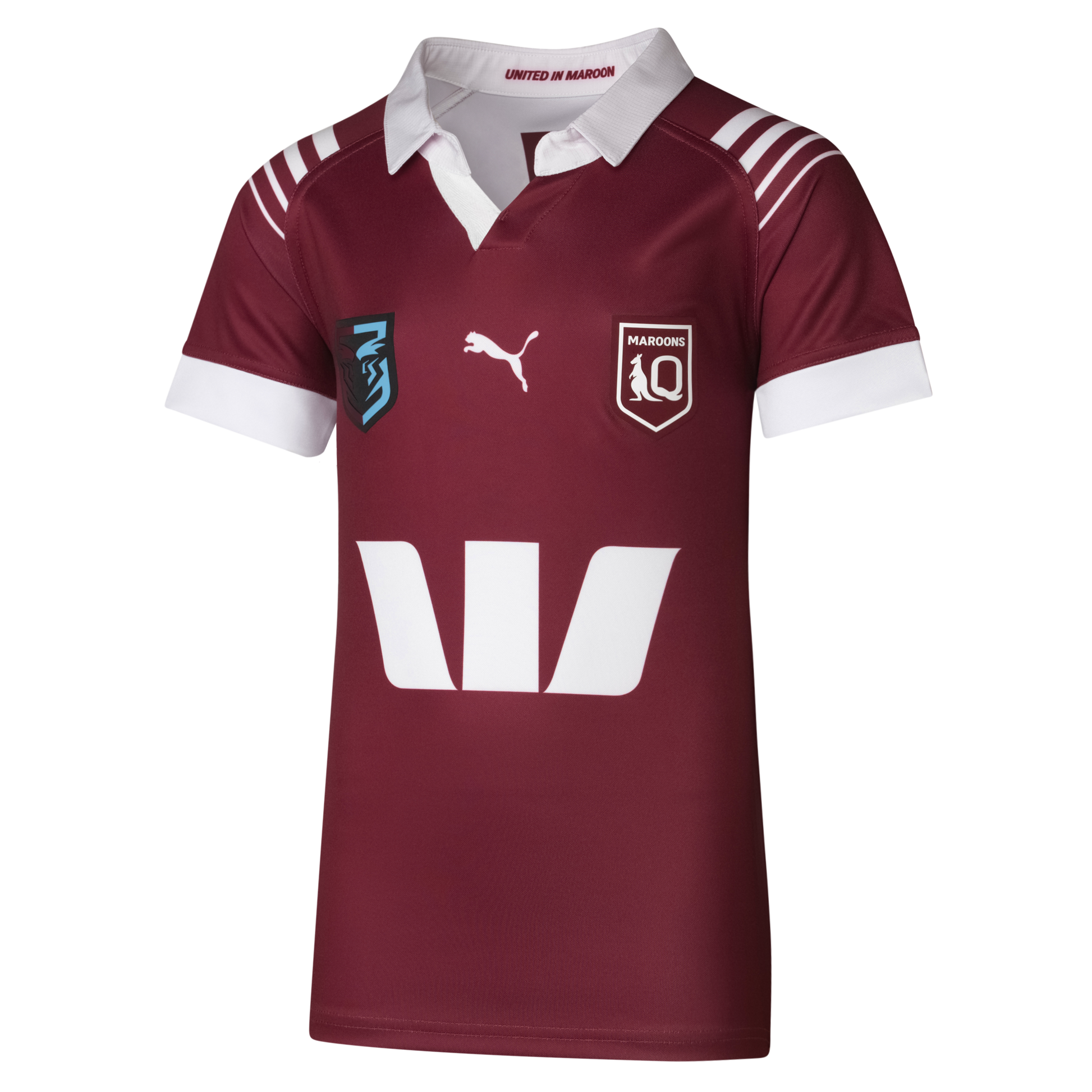 QLD Maroons 2024 Kids Replica Home Jersey - View 1