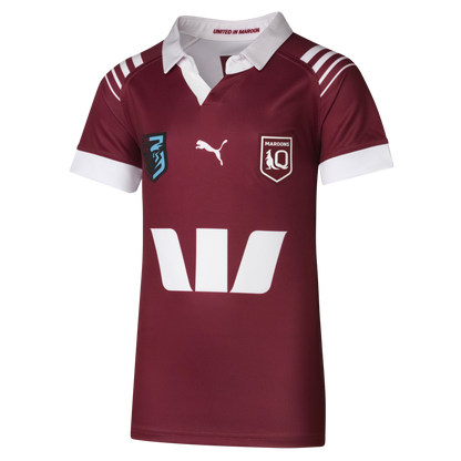 QLD Maroons 2024 Kids Replica Home Jersey - View 1