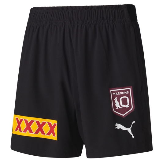 QLD Maroons Mens 2026 Training Shorts Black - View 1