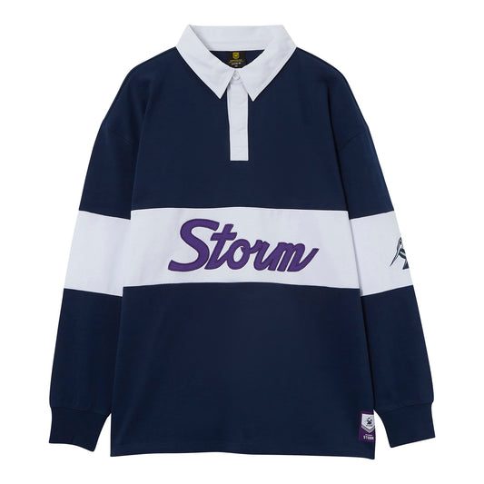 Melbourne Storm Mens League Long Sleeve Polo