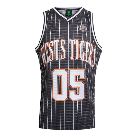 Wests Tigers Adult Basketball Singlet - View 1