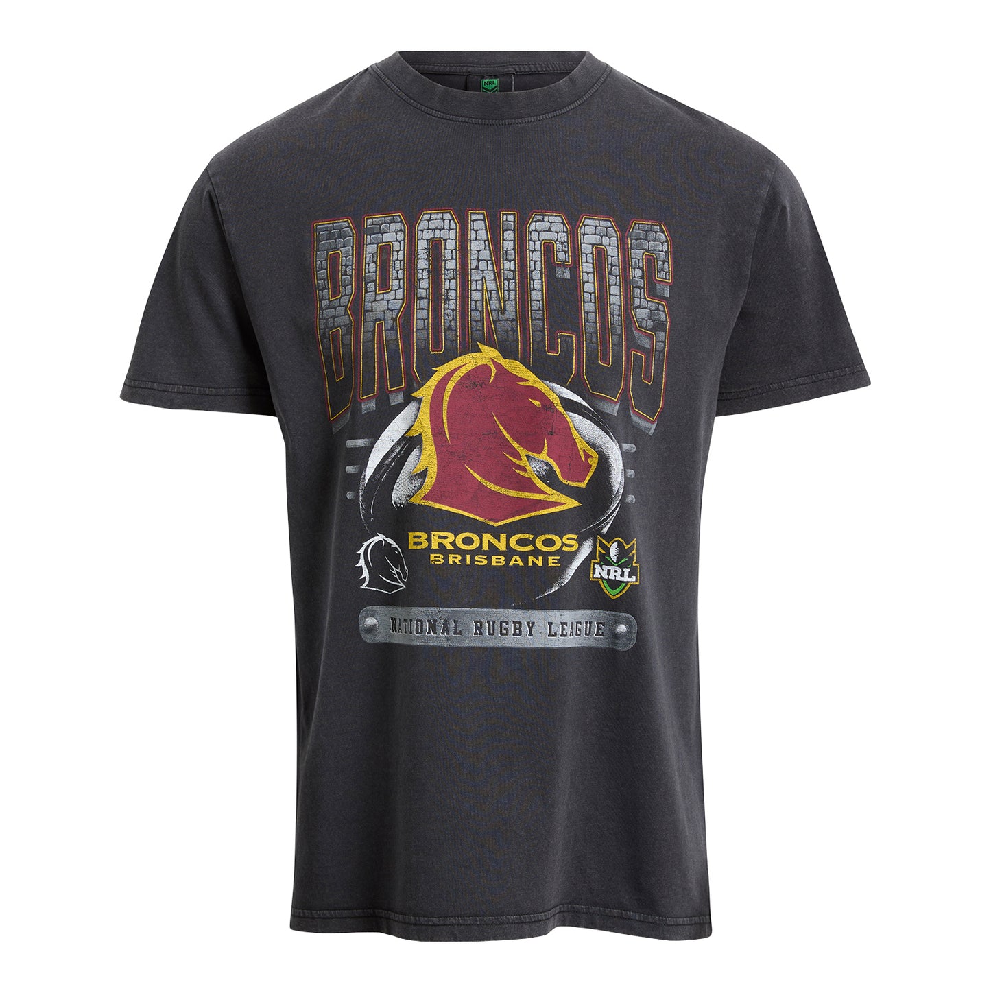 Brisbane Broncos Adult Washed Vintage T-Shirt