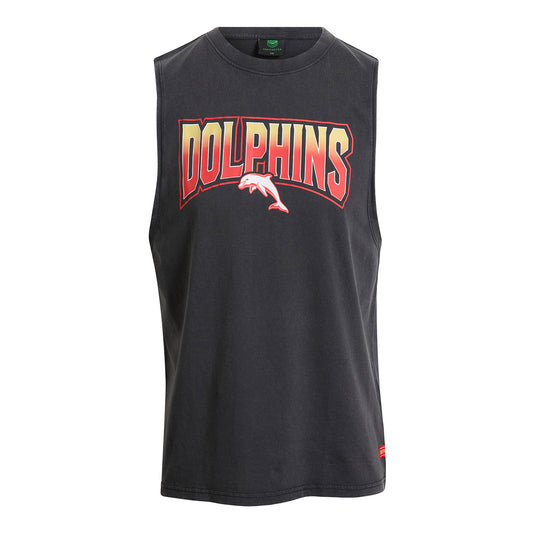 Dolphins Adult Washed Muscle Tank - View 1