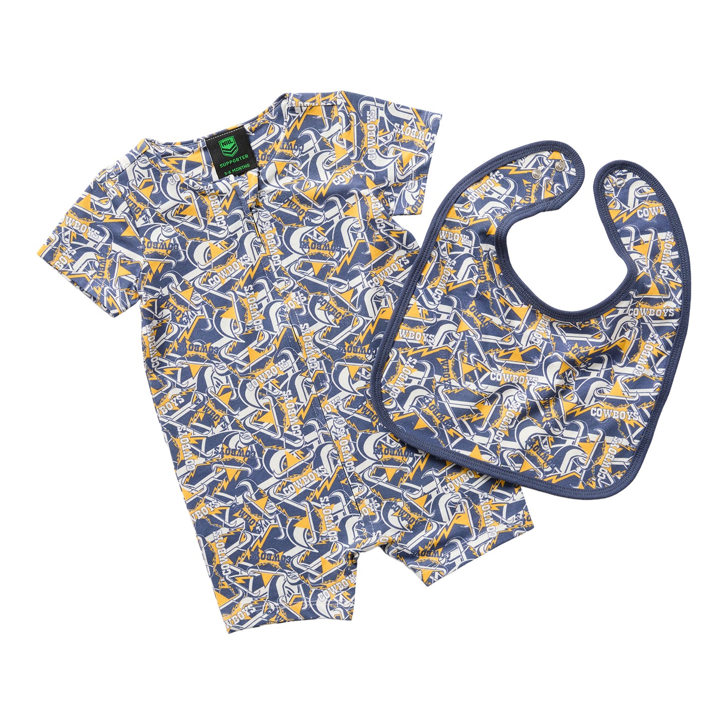North Queensland Cowboys Baby Romper & Bib Pack