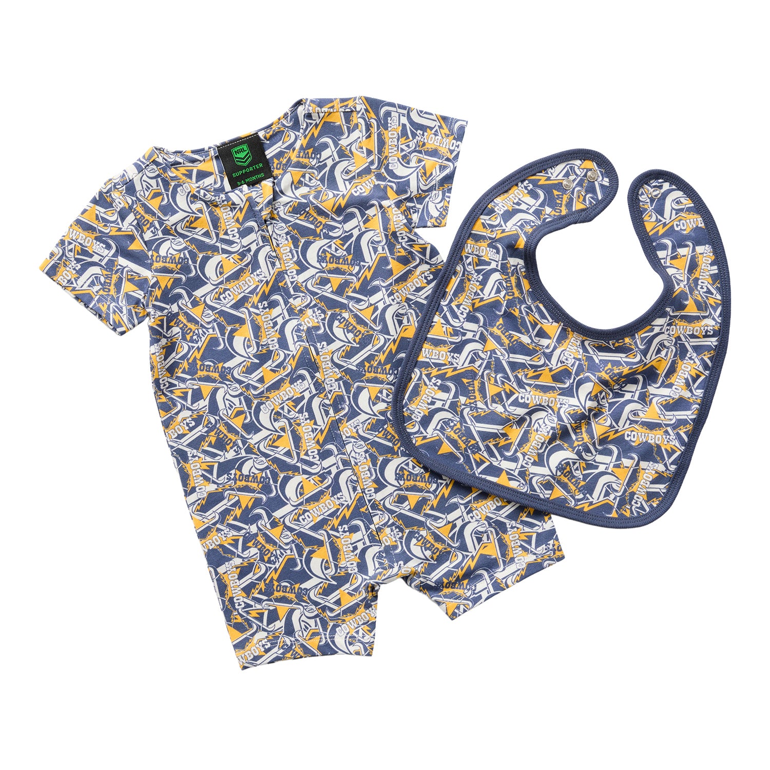 North Queensland Cowboys Baby Romper & Bib Pack - View 1
