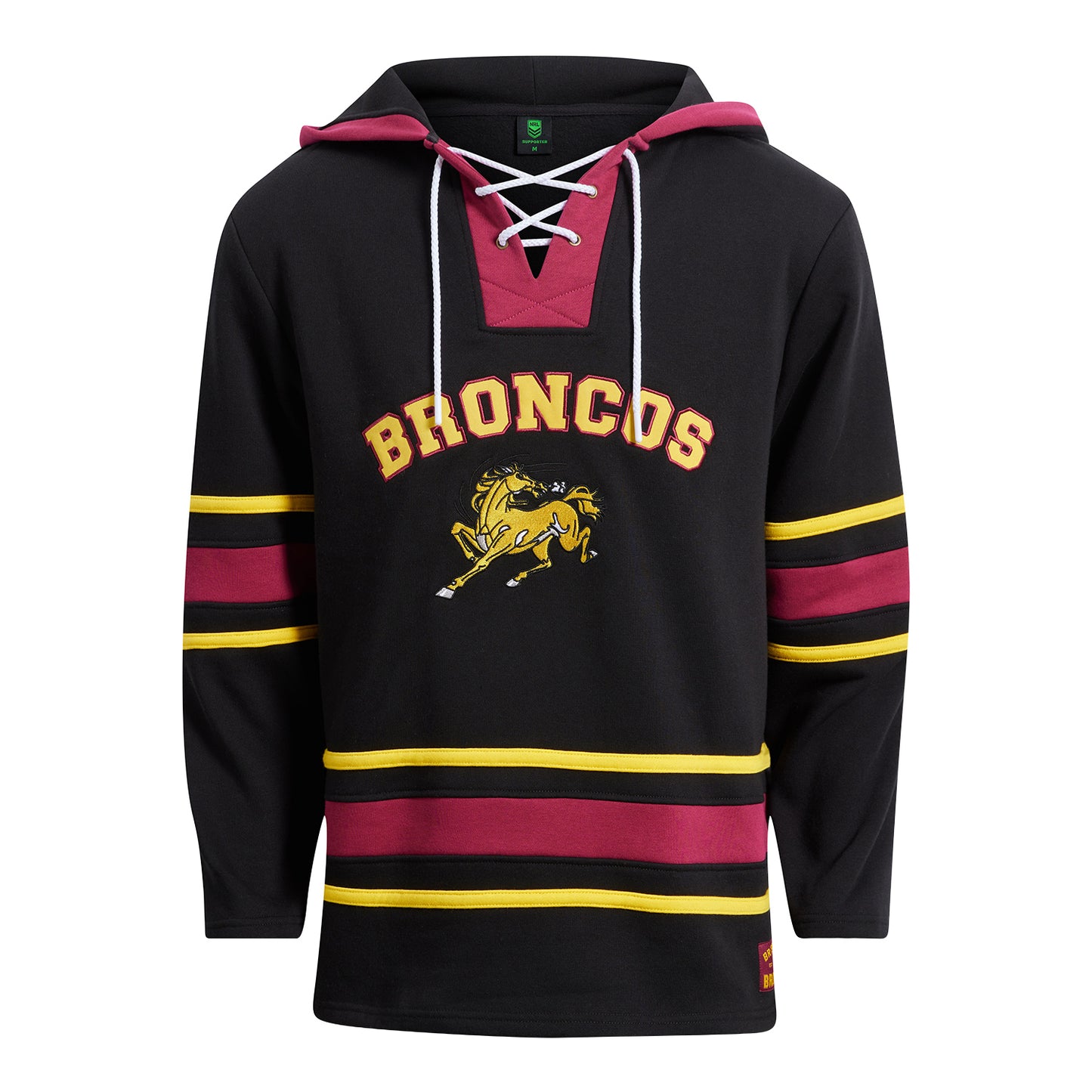Brisbane Broncos Mens Hockey Lace Up Hoodie