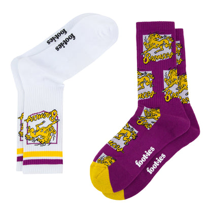 Brisbane Broncos Retro Sneaker Sock 2 Pack - View 2