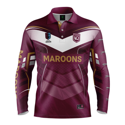 QLD Maroons Mens Cyber Fishing Shirt - View 5