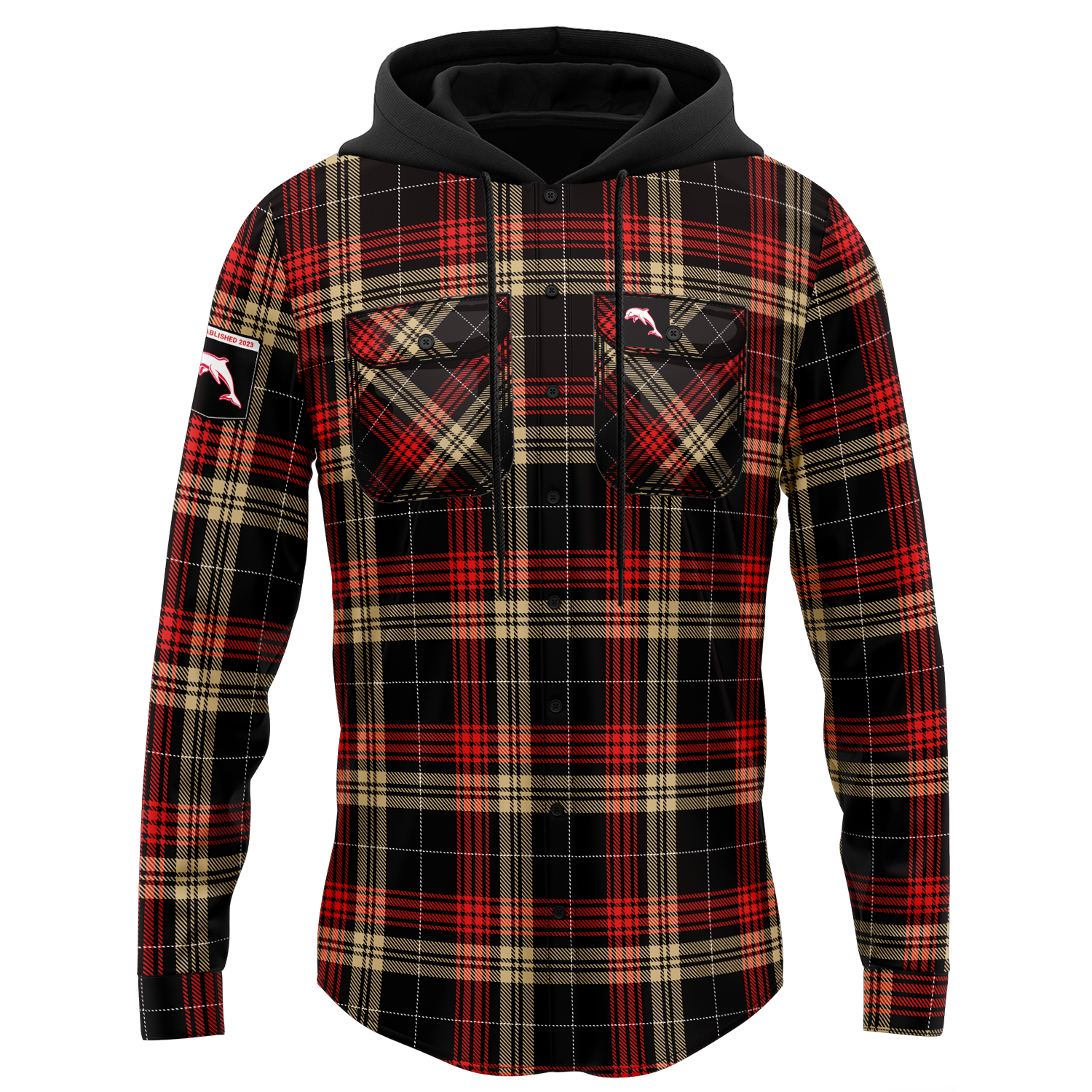 Dolphins Hooded Flannel Shirt - View 4