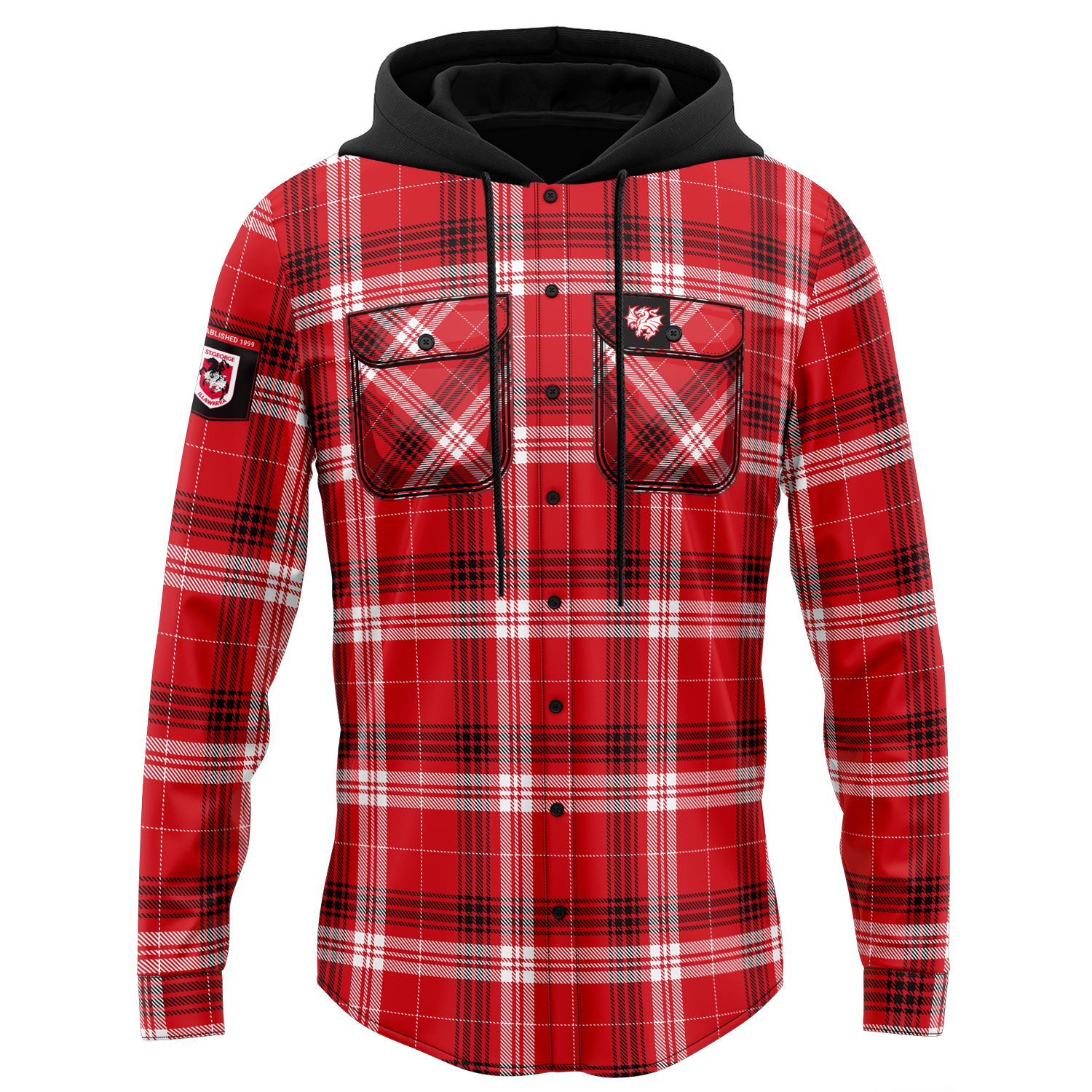 St George Illawarra Dragons Hooded Flannel Shirt - View 4