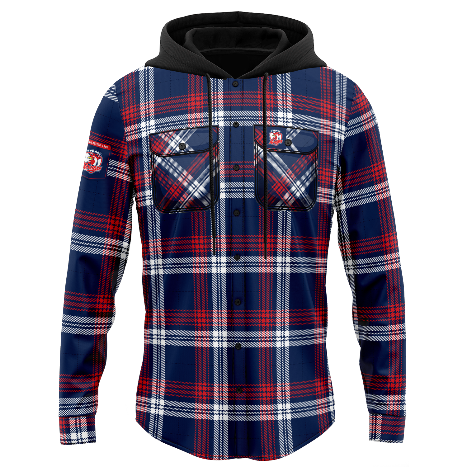 Sydney Roosters Hooded Flannel Shirt - View 4