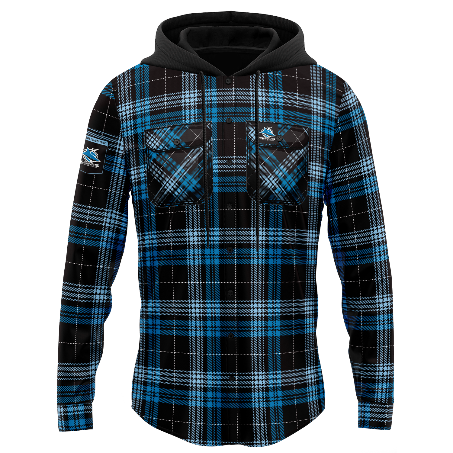 Cronulla-Sutherland Sharks Hooded Flannel Shirt - View 4