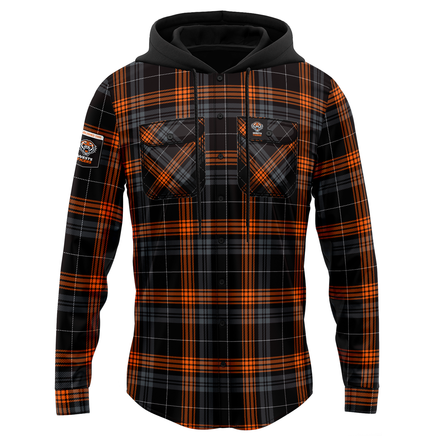 Wests Tigers Hooded Flannel Shirt - View 4