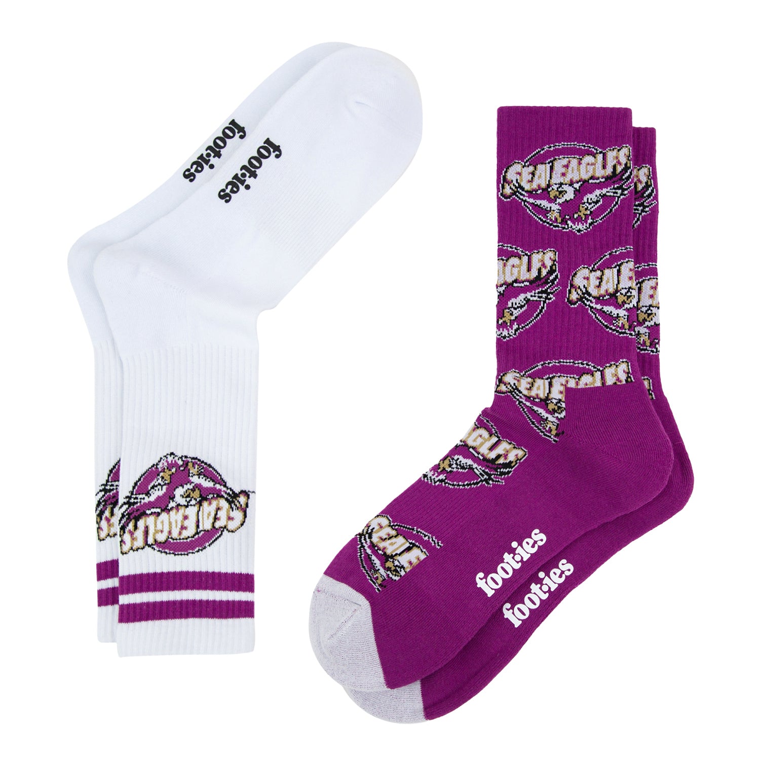 Manly Warringah Sea Eagles Retro Sneaker Sock 2 Pack - View 2