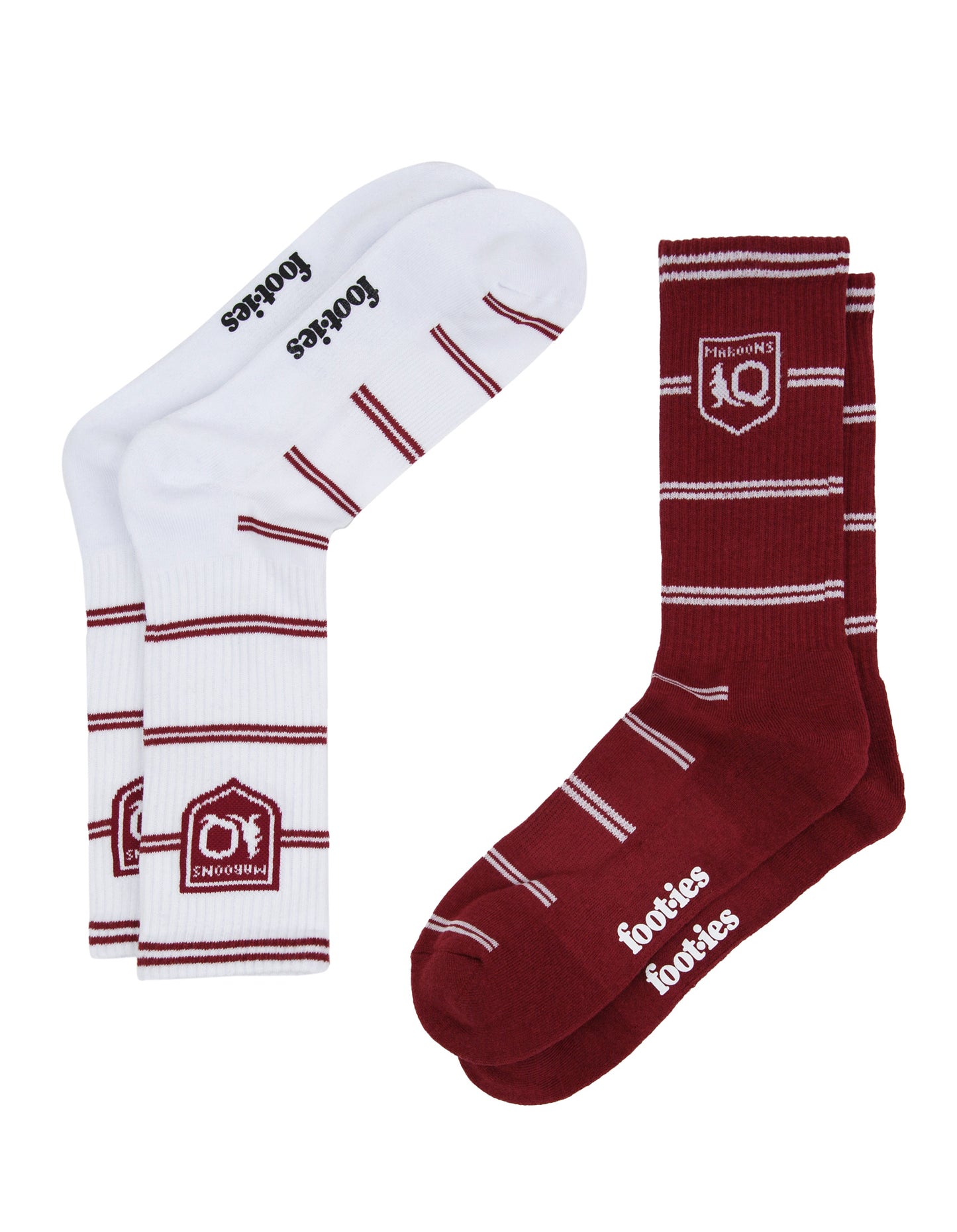 QLD Maroons Stripe Sneaker Socks 2 Pack
