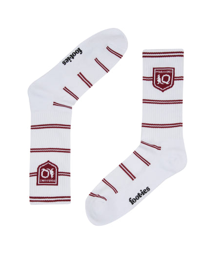 QLD Maroons Stripe Sneaker Socks 2 Pack - View 3