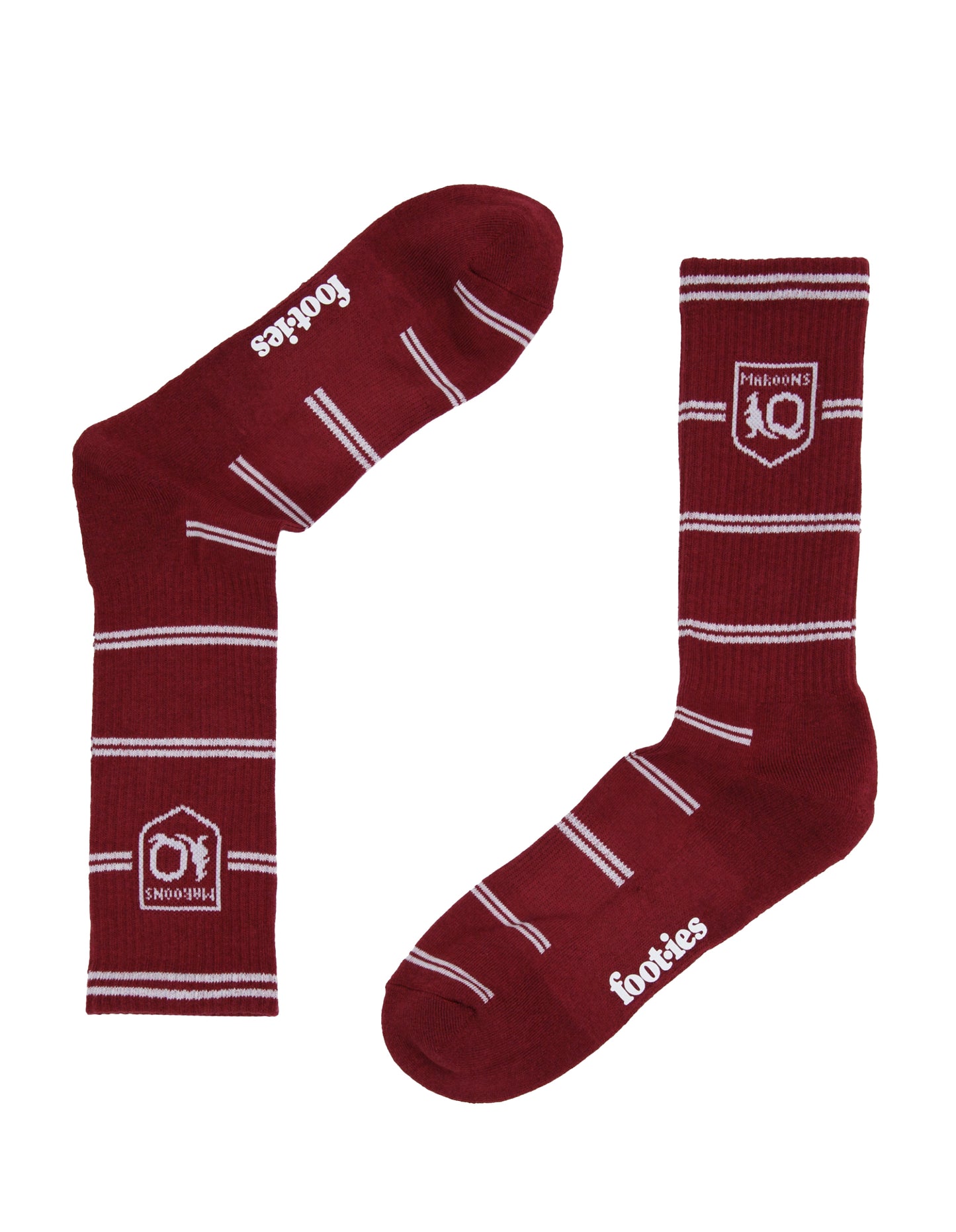 QLD Maroons Stripe Sneaker Socks 2 Pack