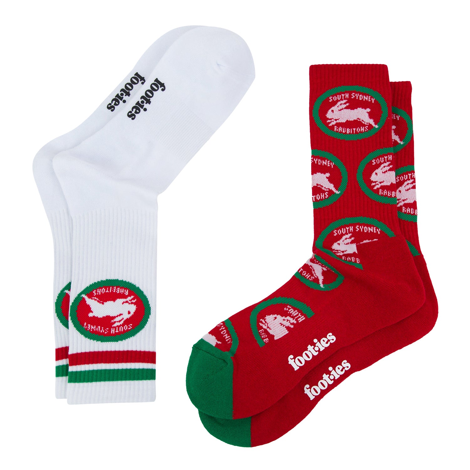 South Sydney Rabbitohs Retro Sneaker Sock 2 Pack - View 2