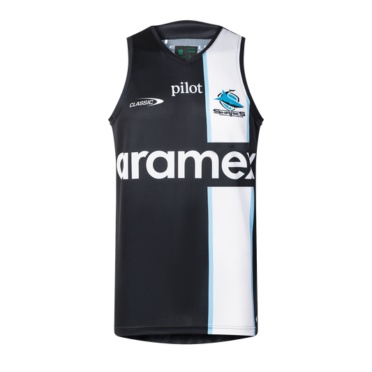 Cronulla Sharks Mens 2026 Pro Training Singlet Black - View 1