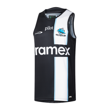 Cronulla Sharks Mens 2026 Pro Training Singlet Black - View 2