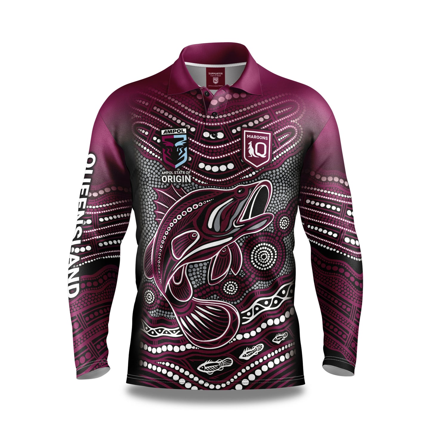 QLD Maroons 'Jumping Barra' Fishing Shirt