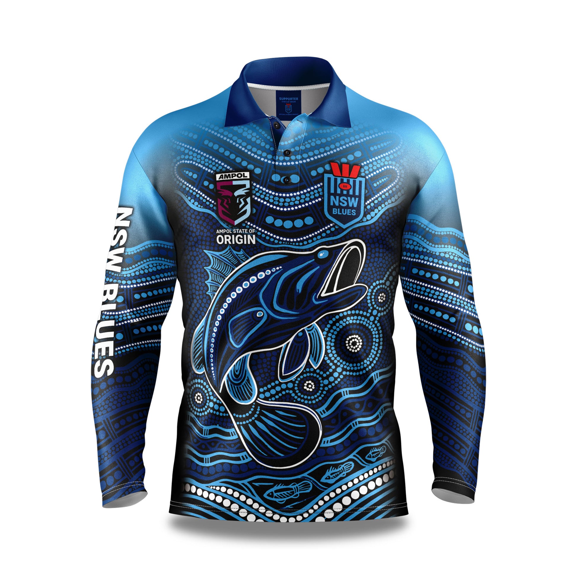 NSW Blues 'Jumping Barra' Fishing Shirt - View 1