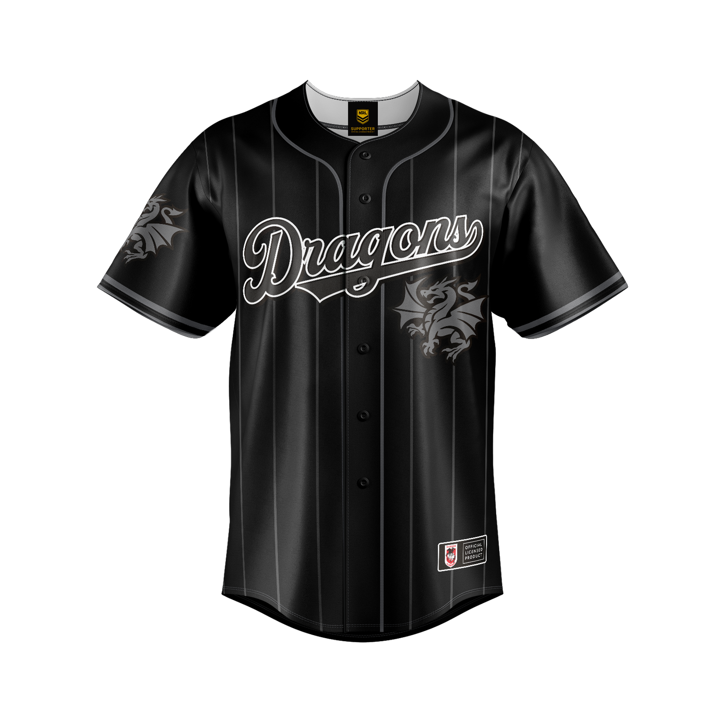 St. George Illawarra Dragons Adult Blackout Baseball Shirt