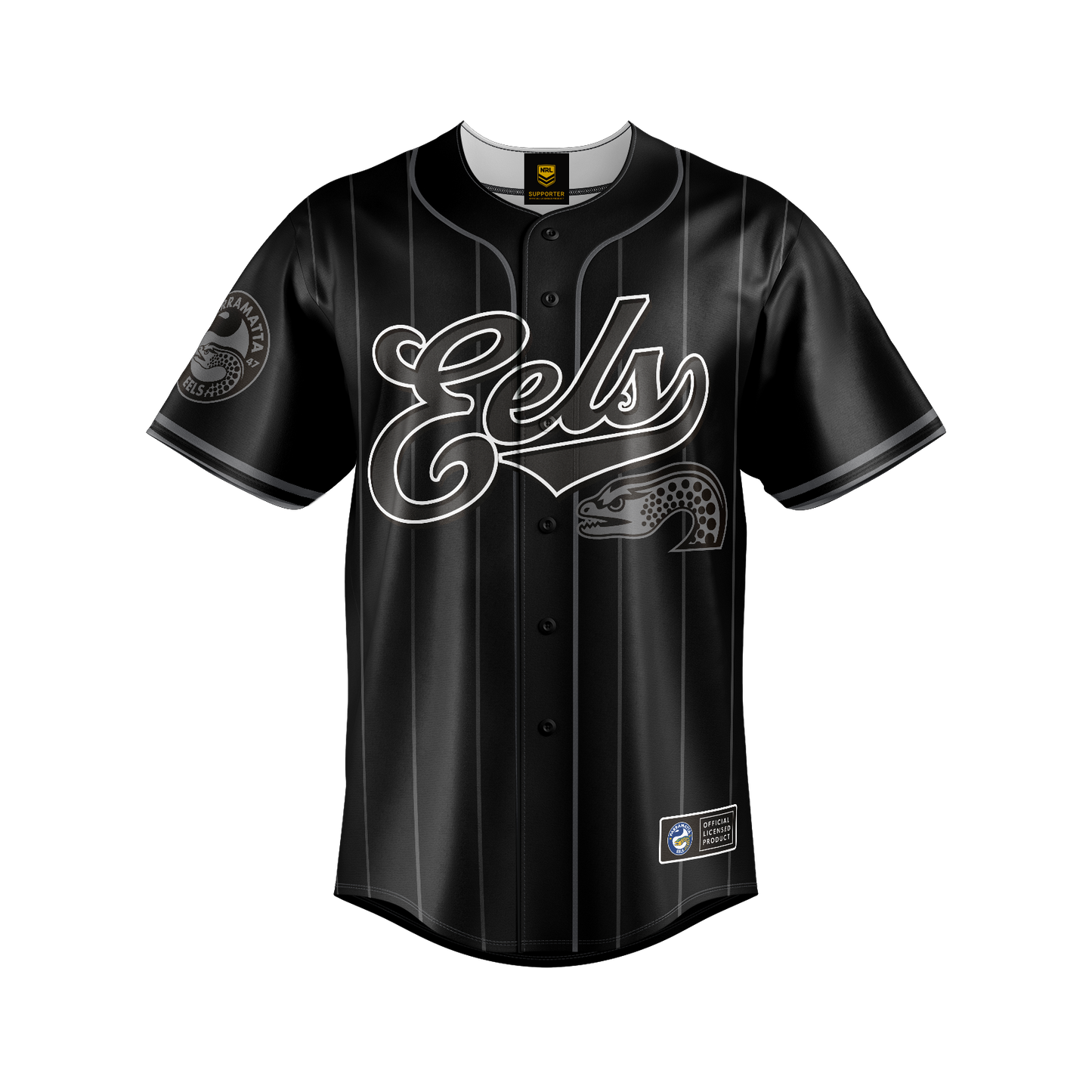 Parramatta Eels Adult Blackout Baseball Shirt